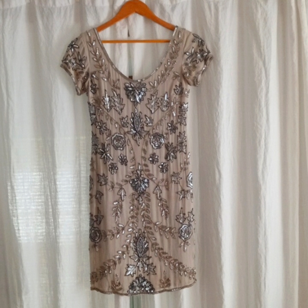 100% SILK Vintage Pisarro Nights formal mini dress